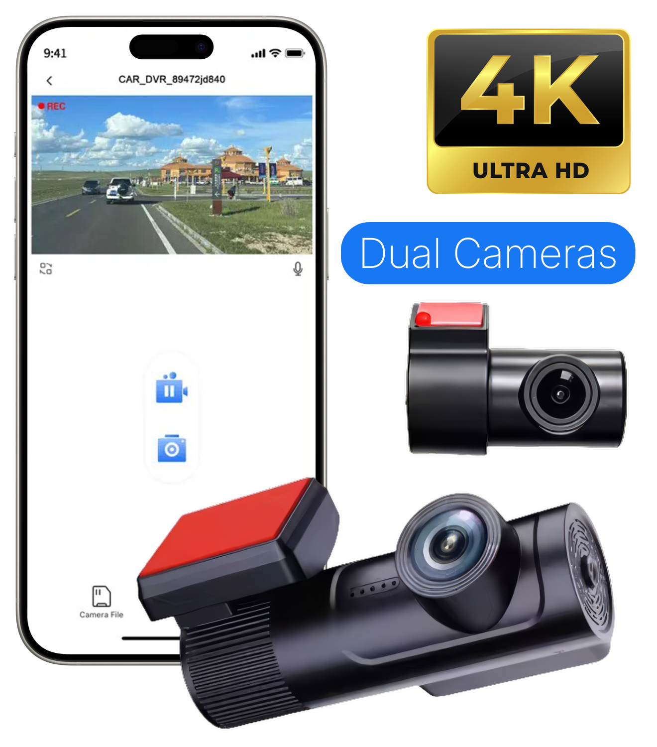 Dual Lens 4K + HD Rear Dash Cam
